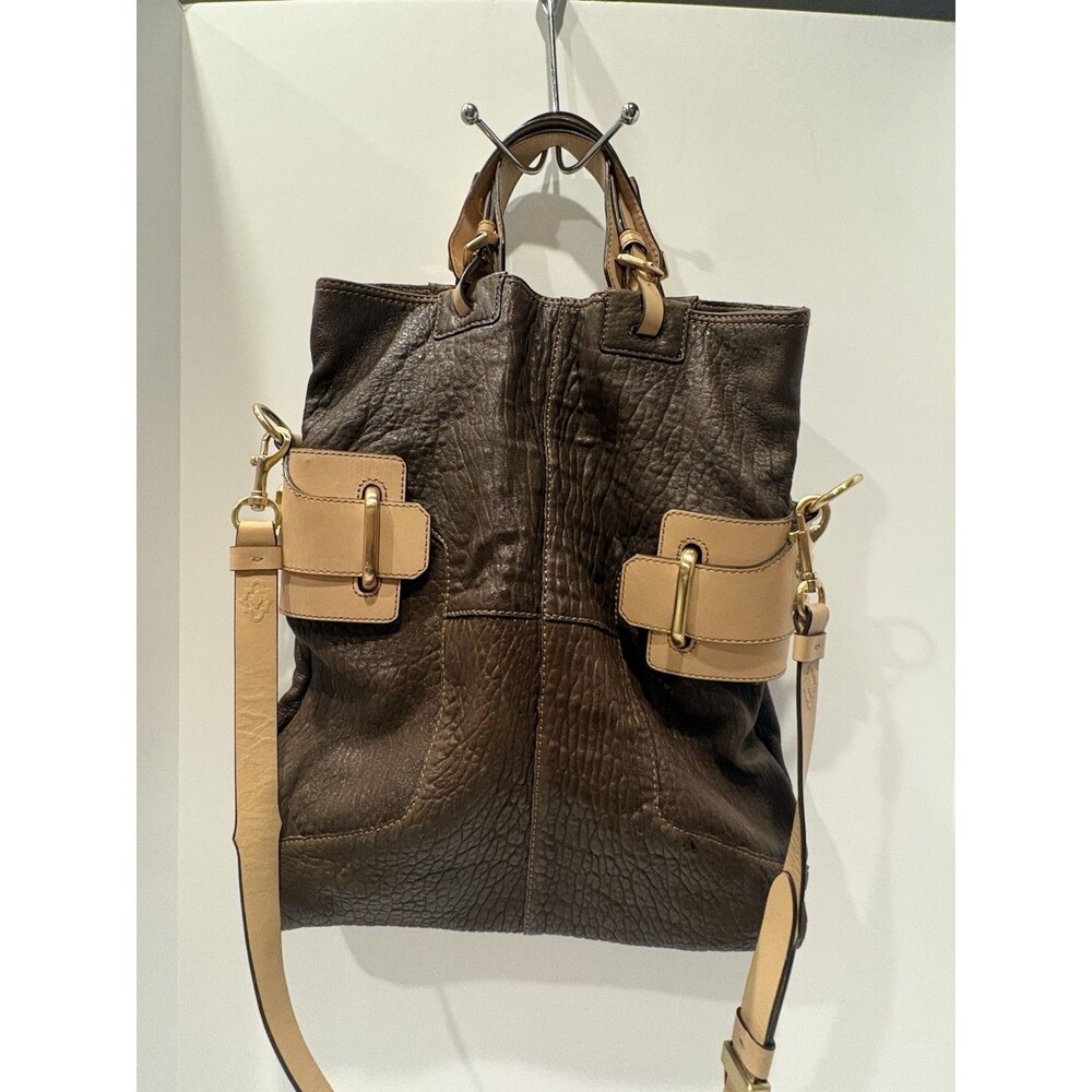 orYANY Cassie Convertible Leather Tote, crafted from textured brown pebbled